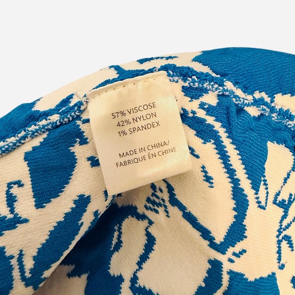 Milly Floral Jacquard Floral Fit Flare Dress Small Blue White Sleeveless Knit - Picture 10 of 15